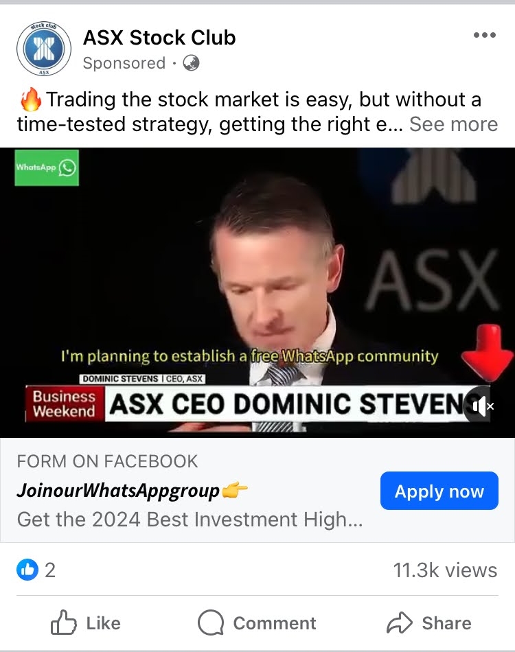 ASX Dominic Stevens deepfake